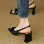 Women's Square Toe Block Heel Slingback Pump