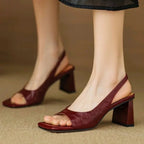 Women's Square Toe Block Heel Slingback Pump