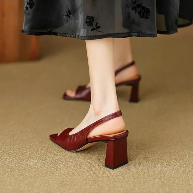 Women's Square Toe Block Heel Slingback Pump
