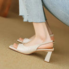 Women's Square Toe Block Heel Slingback Pump