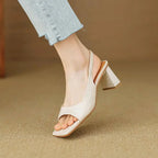 Women's Square Toe Block Heel Slingback Pump