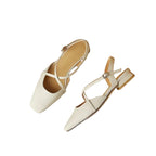 Women's Square Toe Cross-Strap Slingback Low Block Heel