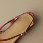 Women's Square Toe Cross-Strap Slingback Low Block Heel