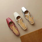 Women's Square Toe Cross-Strap Slingback Low Block Heel