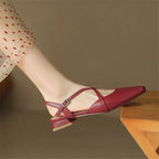 Women's Square Toe Cross-Strap Slingback Low Block Heel