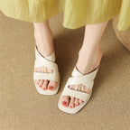 Women's Square Toe Crossover Strap Block Heel Mule