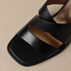 Women's Square Toe Crossover Strap Block Heel Mule
