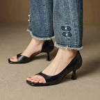 Women's Square Toe Wide-Vamp Flared Heel Mule