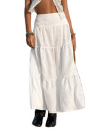 Women's Tiered Maxi Skirt with Floral Embroidery