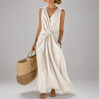 Women's Twist-Knot V-Neck Maxi Dress