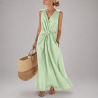 Women's Twist-Knot V-Neck Maxi Dress