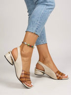 Women's Two-Tone Croc-Embossed Slingback Low Heels