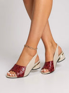 Women's Two-Tone Croc-Embossed Slingback Low Heels