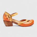 Women's Two-Tone Mary Jane Block Heels with Cutout Detail