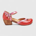 Women's Two-Tone Mary Jane Block Heels with Cutout Detail