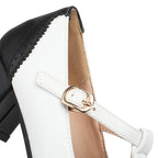 Women's Two-Tone T-Strap Block Heel Mary Jane